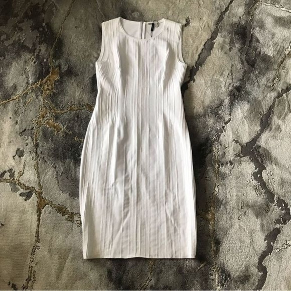 New Ellie Tahari Marianna Dress White Sleeveless Fitted Mesh Size 6